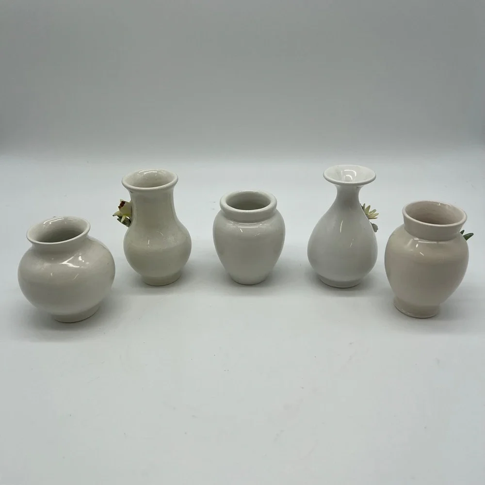 VTG L'Atelier Italy Miniature Porcelain Floral Bud Vases Set of 5 Hand Painted